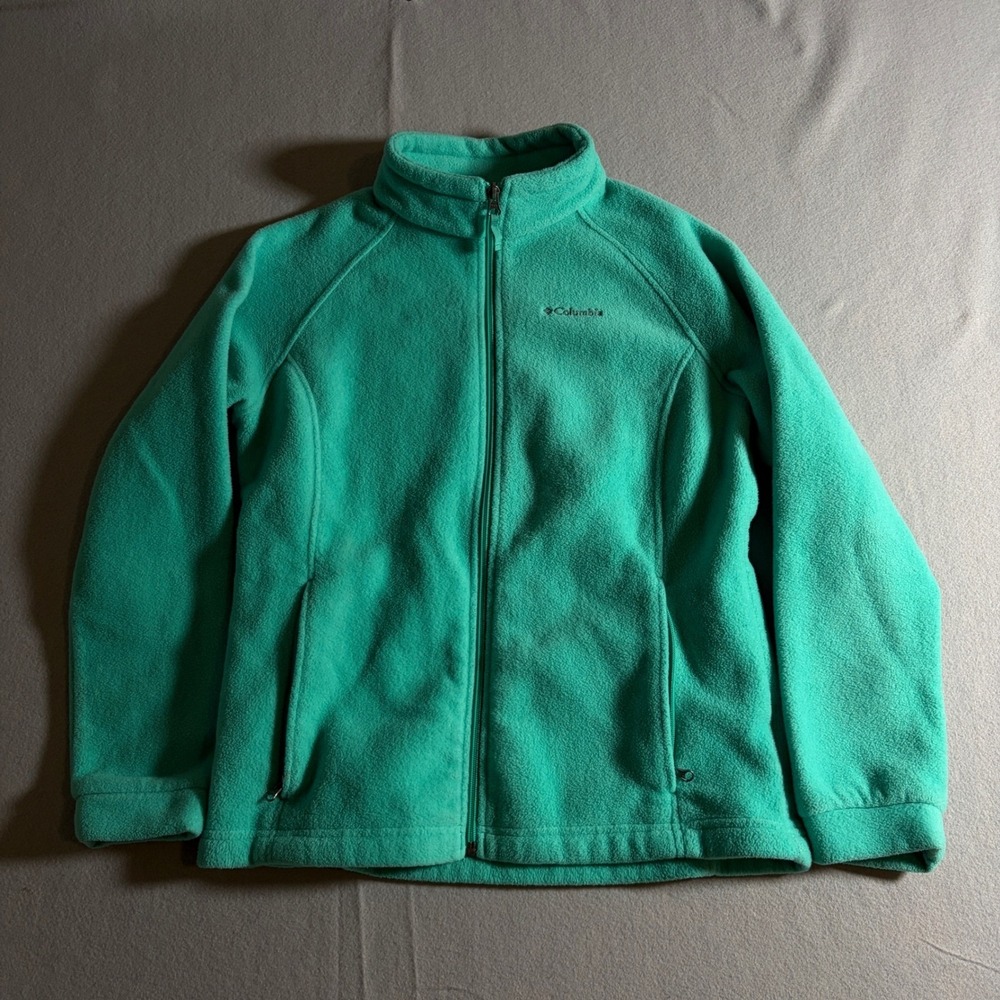 Columbia Womens XL Benton Springs Full Zip Fleece Jacket Teal Green